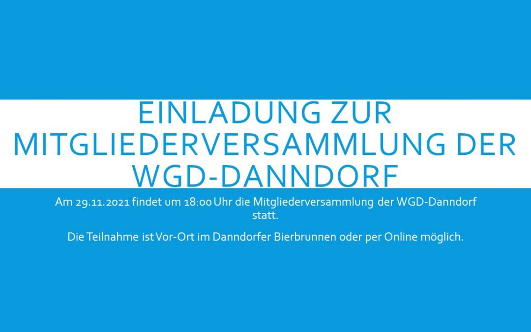 Einladung zur WGD-Mitgliederversammlung