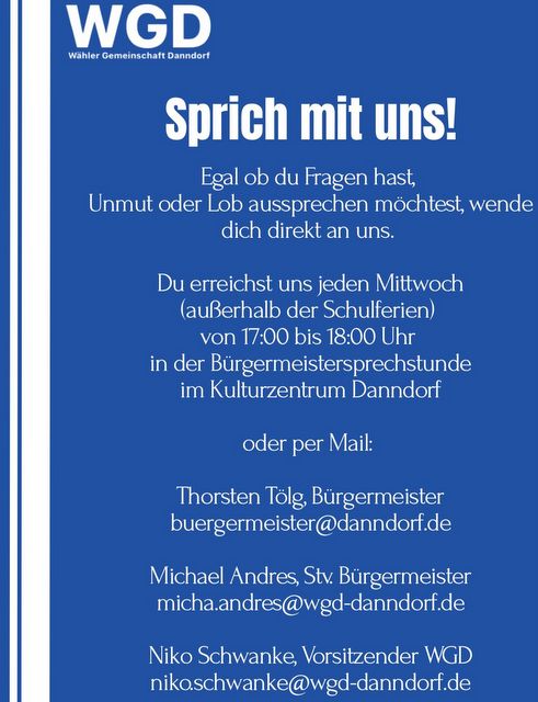 Fragen, Anregungen oder Kritik – Kontaktiere die WGD